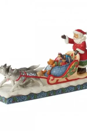 Reso Gratuito Enesco Statuetta Natalizia Babbo Natale in Slitta con Cani