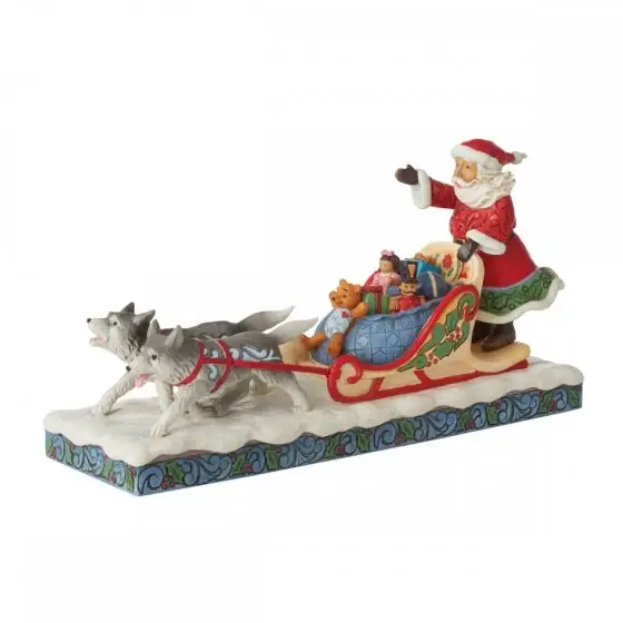 Reso Gratuito Enesco Statuetta Natalizia Babbo Natale in Slitta con Cani