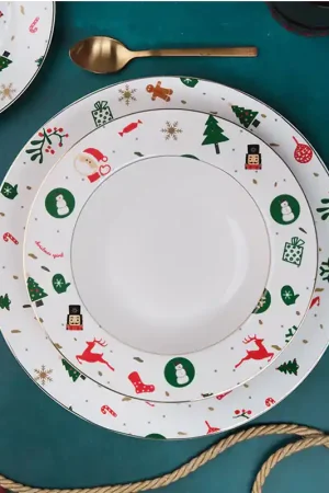 Reso Gratuito Villa Altachiara Servizio Piatti in Porcellana Fantasia del Natale 18 pezzi