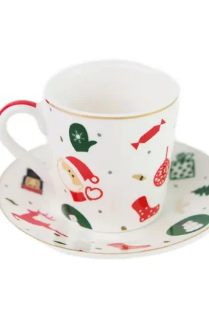 Offerta Lampo Villa Altachiara Set 6 tazzine caffè in Porcellana Fantasia del Natale