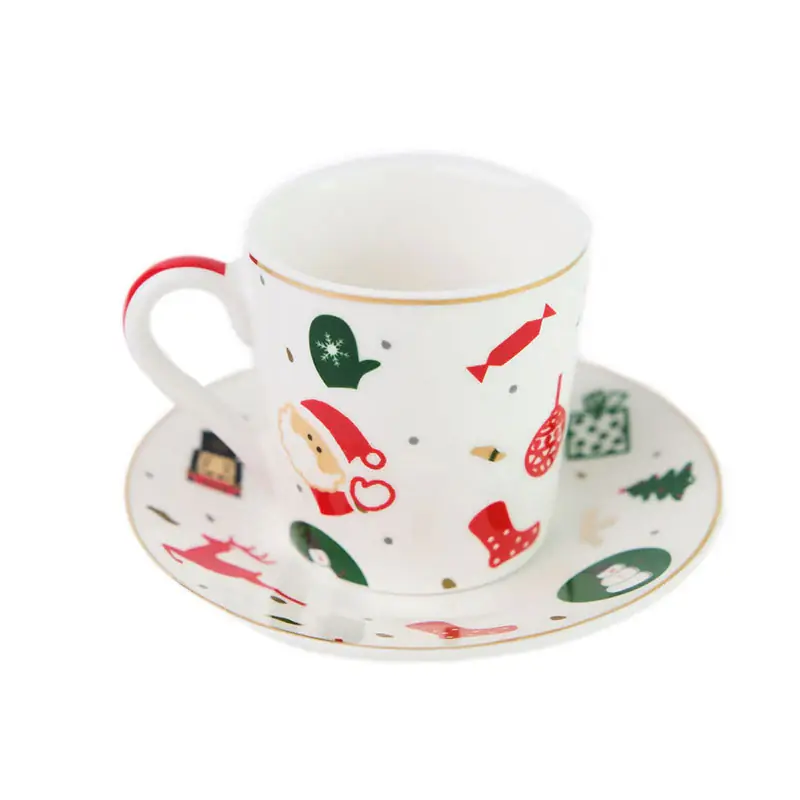 Offerta Lampo Villa Altachiara Set 6 tazzine caffè in Porcellana Fantasia del Natale