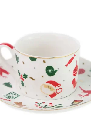 Villa Altachiara Set 4 Tazze Tè in Porcellana Fantasia del Natale Must-Have
