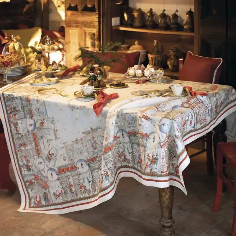 Di Tendenza Tessitura Toscana Telerie Tovaglia Natalizia Christmas Shopping 170x360 cm