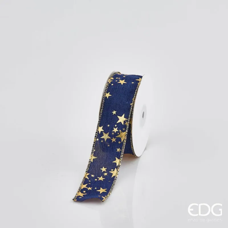 EDG Enzo De Gasperi Nastro Stelle Mix Blu Oro 38 mm 10 Metri Sconto