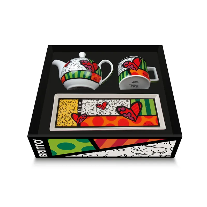 Prezzo Basso Egan Set Teira, Tazza Cappuccino e Vassoio Cuore By Britto in Porcellana