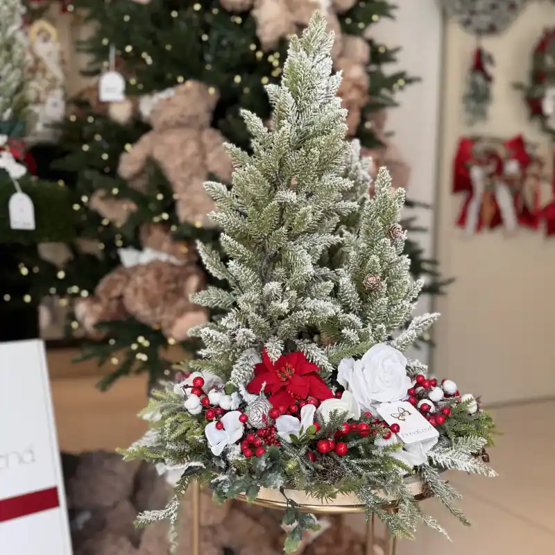 Fiori Di Lena Centrotavola con Stelle di Natale e 3 Alberi Nuova Collezione