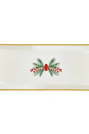 Evviva Vassoio Natalizio per Torrone 35x14 cm in Porcellana Occasione Imperdibile