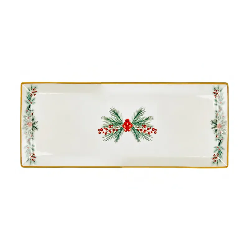 Evviva Vassoio Natalizio per Torrone 35x14 cm in Porcellana Occasione Imperdibile