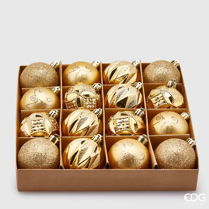 Soddisfatti O Rimborsati EDG Enzo De Gasperi Box 16 Palline di Natale Decorate Poly D6 cm Mix Oro