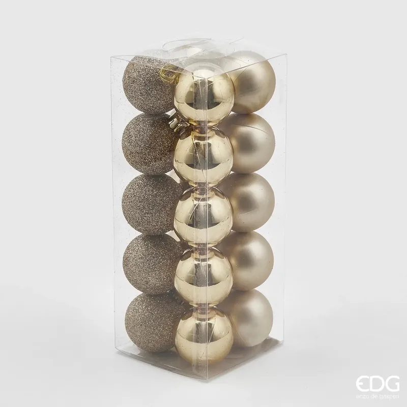 EDG Enzo De Gasperi Palline di Natale Poly Mix Box 20 pz D4 cm Champagne Super Prezzo