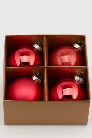 Offerta Lampo EDG Enzo De Gasperi Set 4 Palle di Natale in Vetro Rosse D8 cm