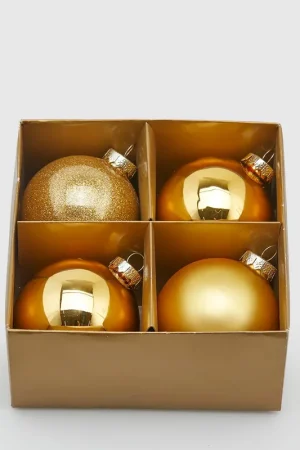 Offerta Speciale EDG Enzo De Gasperi Set 4 Palle di Natale in Vetro Oro D8 cm
