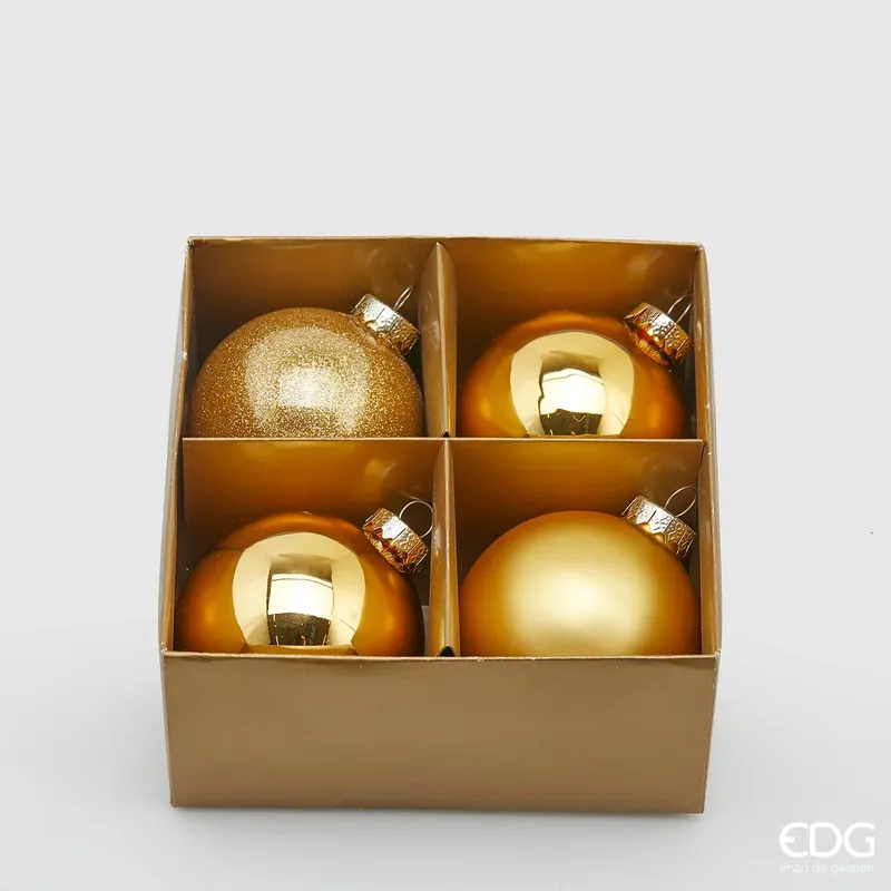 Offerta Speciale EDG Enzo De Gasperi Set 4 Palle di Natale in Vetro Oro D8 cm