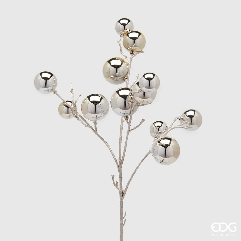EDG Enzo De Gasperi Decoro Ramo Palle Mix 12 pezzi H53 cm Argento Ultime Pezzi