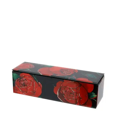 Hervit Contenitore Portagioie Natalizio Rose Baccarat 33,5x10,5xH10 cm Prezzo Scontato