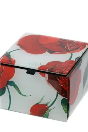 Offerta Del Giorno Hervit Contenitore Portagioie Natalizio Rose Baccarat 9x9xH7 cm Bianco