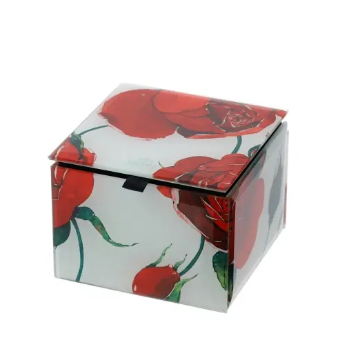 Offerta Del Giorno Hervit Contenitore Portagioie Natalizio Rose Baccarat 9x9xH7 cm Bianco