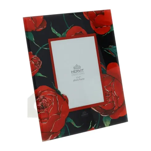 Occasione Imperdibile Hervit Cornice Natalizia Rose Baccarat 24x29 cm Nera