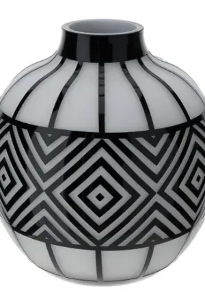 Offerta Limitata Hervit Vaso Cage Bianco Satinato in Vetro Bianco H28 cm