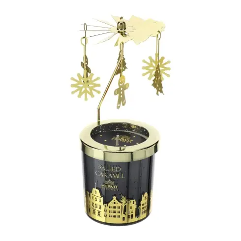 Hervit Candela Natalizia in Barattolo con Giostrina 150g Salted Caramel Subito Disponibile