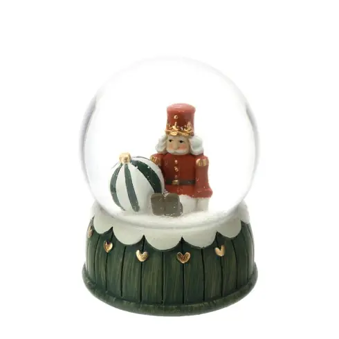 Nuovo Arrivo Hervit Decorazione Natalizia Palla Neve in Resina D6,5xH8,5 cm Soldatino Seduto