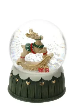 Hervit Decorazione Natalizia Palla Neve in Resina D6,5xH8,5 cm Renna Scelto Dai Clienti