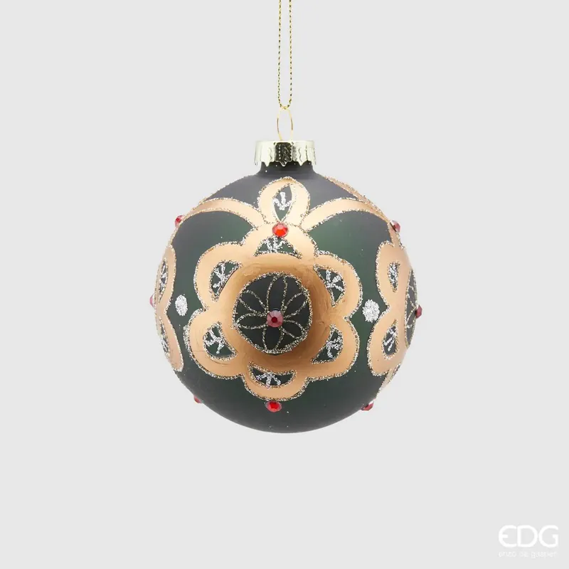 Sconto EDG Enzo De Gasperi Pallina di Natale in Vetro Flor D8 cm Verde