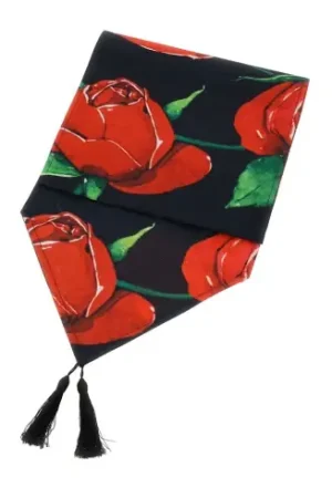 Hervit Runner Natalizio Rose Baccarat 33x180 cm Nero Vendita Finale