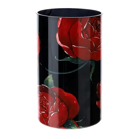 Hervit Vaso Natalizio Rose Baccarat in Vetro D12xH20 cm Nero Ultimissimo Modello