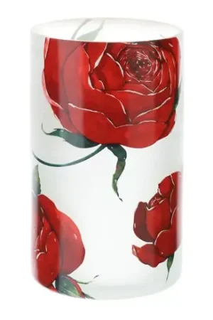 Offerta Speciale Hervit Vaso Natalizio Rose Baccarat in Vetro D12xH20 cm Bianco