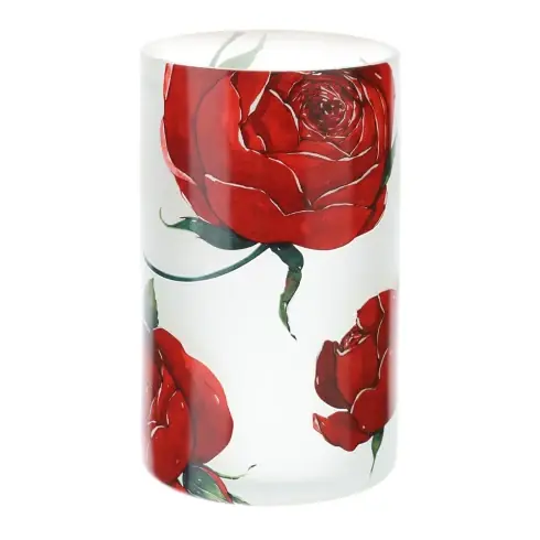 Offerta Speciale Hervit Vaso Natalizio Rose Baccarat in Vetro D12xH20 cm Bianco