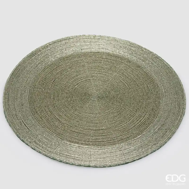 Ultimissimo Modello EDG Enzo de Gasperi Sottopiatto Rotondo Perline Verde D36 cm