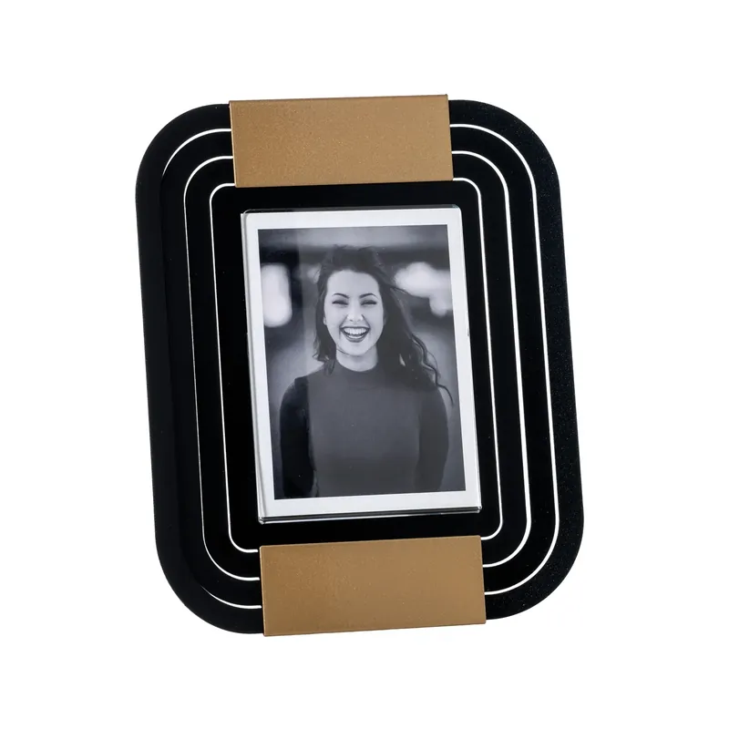 Arti & Mestieri Cornice Portafoto Tudor 17x21 cm Nero e Oro Laccato Pagamento Sicuro