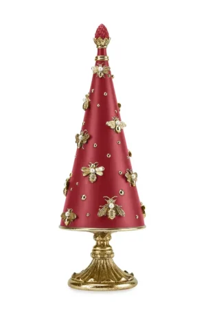 Spedizione Espresso Fade Pearl Tree Albero di Natale Api H41 cm in Resina Rosso