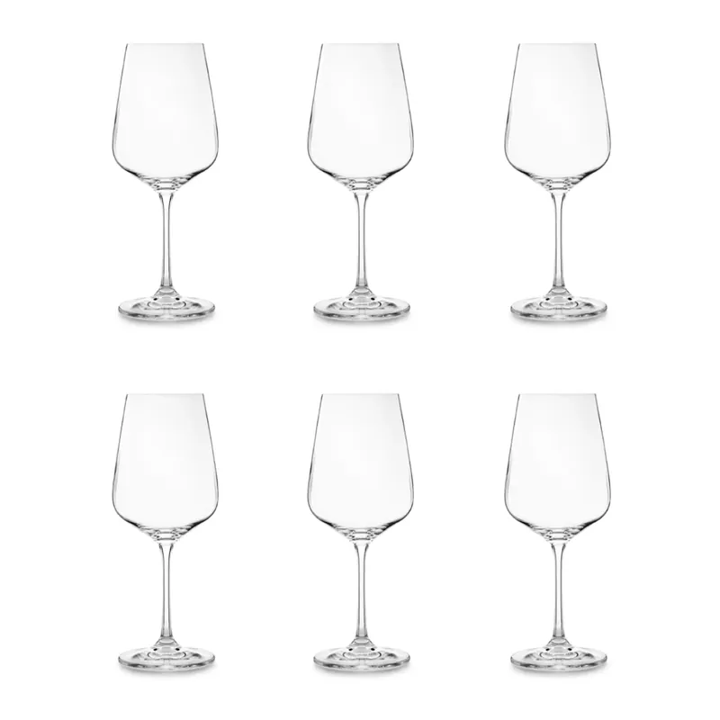 Crystal Bohemia Set 6 Calici Vino Rosso Dora Strix 450ml in Vetro Miglior Prezzo