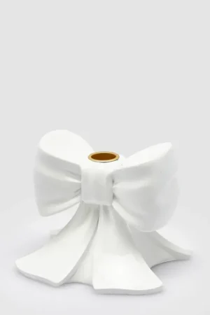 Ultime Pezzi EDG Enzo De Gasperi Portacandela Fiocco Bianco H11 cm