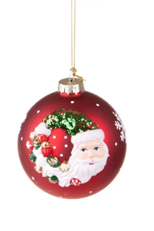 Bianchi Dino Pallina di Natale Babbo Natale Fiocco di Neve D8 cm in Vetro Offerta Limitata