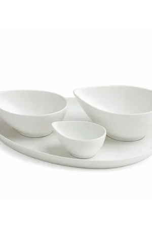 Direttamente Dal Produttore Tognana Set Vassoio + 3 Coppette Tendence 34x25 cm in Porcellana