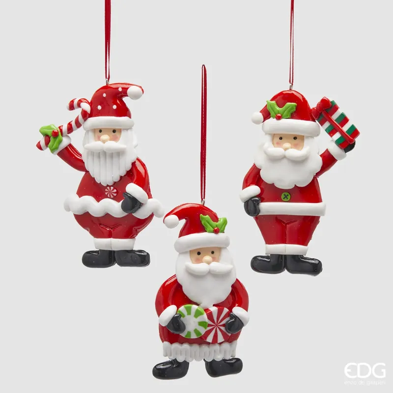 Vendita Finale EDG Enzo De Gasperi Set 3 Decorazioni Babbo Natale H12 cm