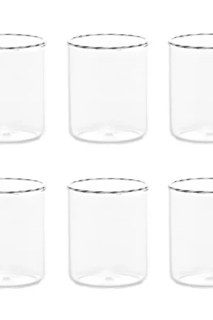 Affare Zafferano Set 6 Tumbler Intrecci 46cl in Vetro Bianco Nero