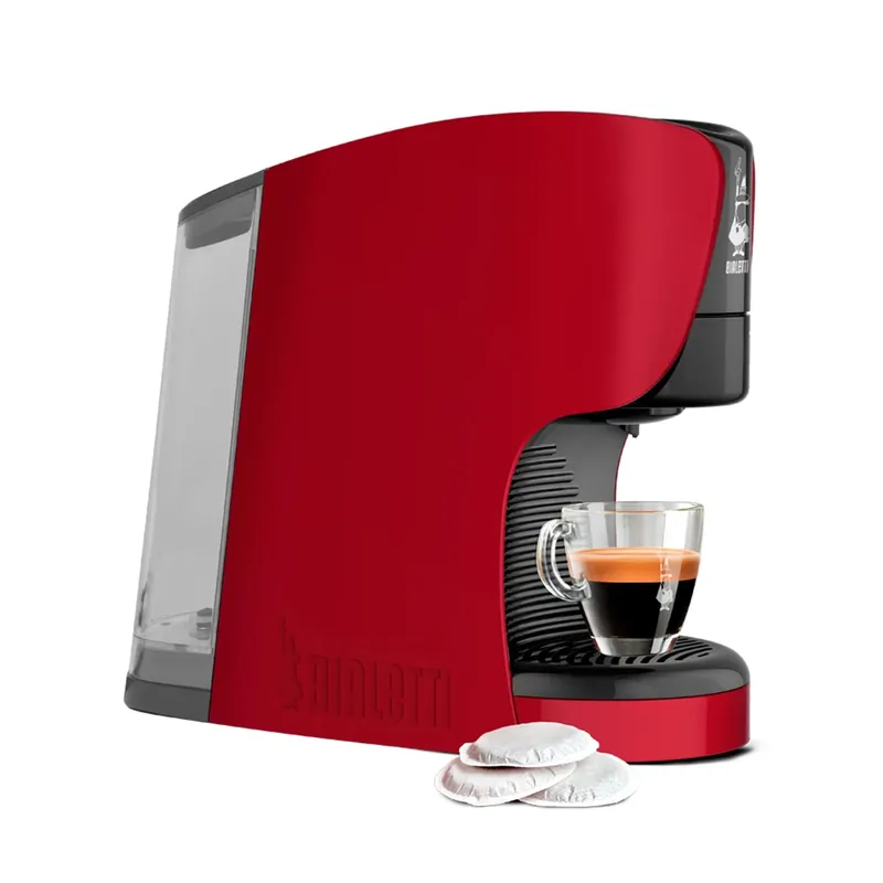 Spedito Oggi Bialetti Bundle Macchina Caffè Espresso Dama con 30 Cialde Omaggio Rossa