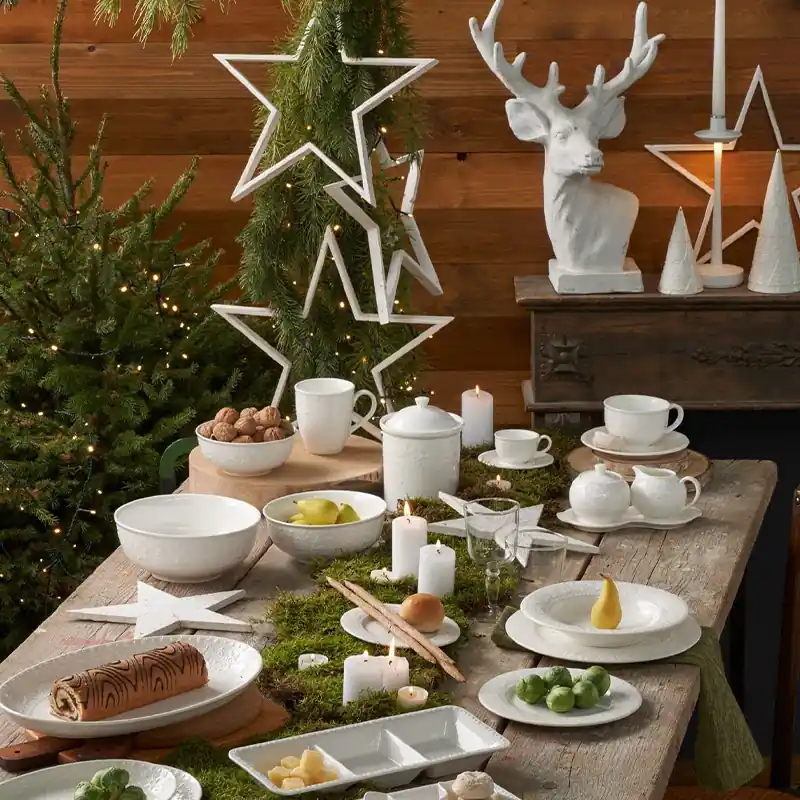 Ultimissimo Modello Galbiati Servizio di Piatti Natalizio 24 Pezzi Regal Christmas in Porcellana