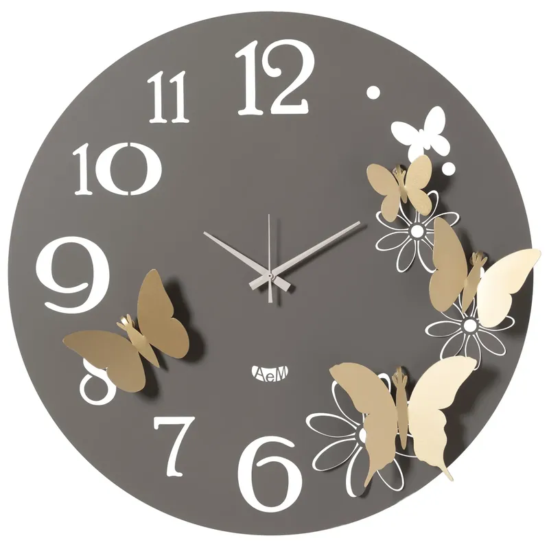 Arti & Mestieri Orologio da Parete Grande Butterfly Flower D60 cm Fango e Oro Laccato Bestseller