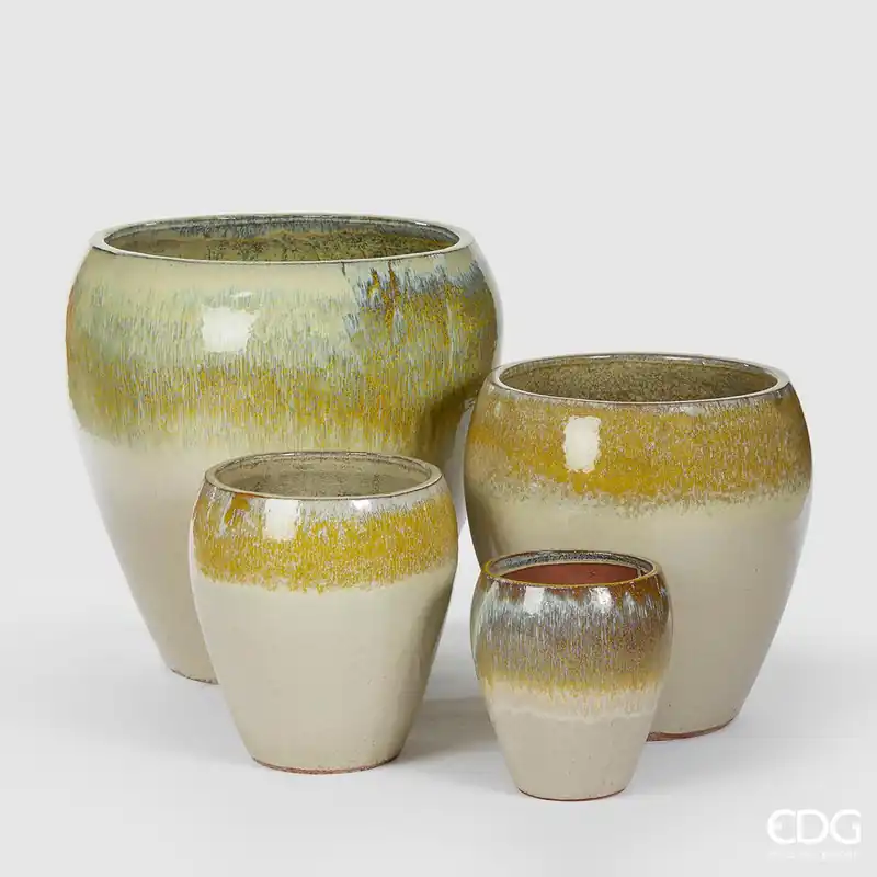 Vendita Finale EDG Enzo De Gasperi Vaso Glaze Bombato in Ceramica H52 cm