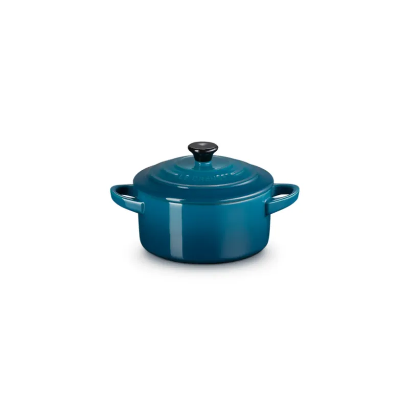 Consegna Rapida Le Creuset Mini Cocotte Rotonda in Gres Vetrificato 10 cm Deep Teal