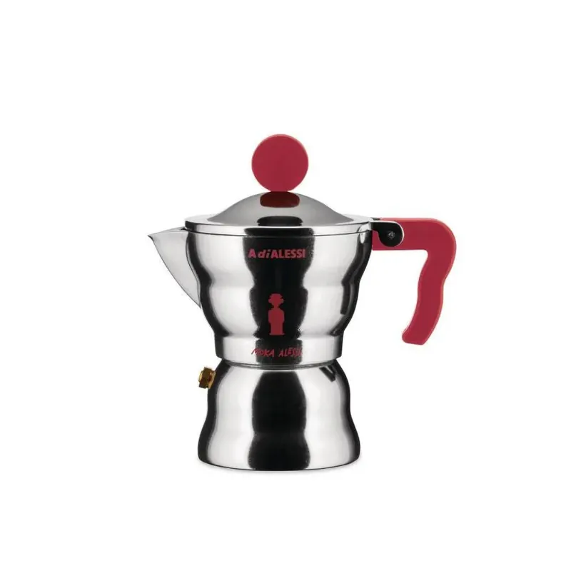 Ultimissimo Modello Alessi Moka Caffettiera Espresso 1 Tazza Rossa