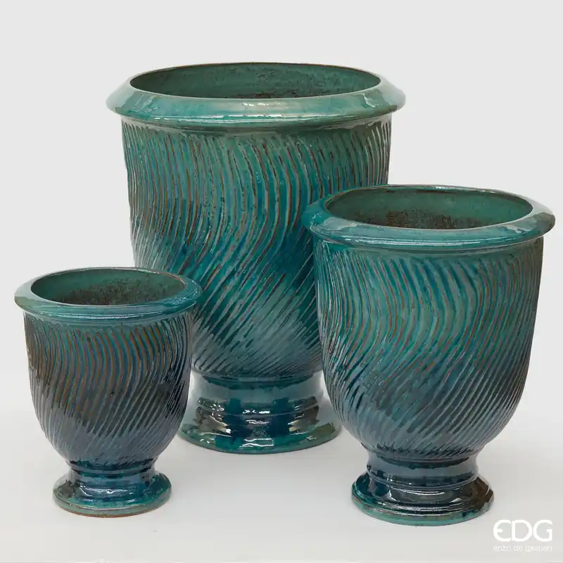 EDG Enzo De Gasperi Vaso Glaze Atlas Coppa Onde H67 D54 cm Turchese Ordina Subito