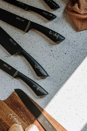 Spedizione Espresso Simple Day Set 6 Coltelli da Cucina in Acciaio Antiaderente Nero