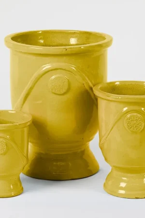 EDG Enzo De Gasperi Set 3 Vasi Glaze Coppa Onde H58 D47 cm Giallo Nuovo Arrivo