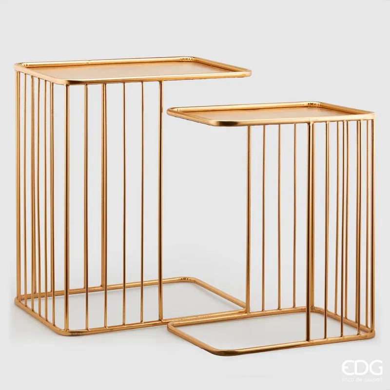 Affare EDG Enzo De Gasperi Set 2 Tavolini Metal Open Oro